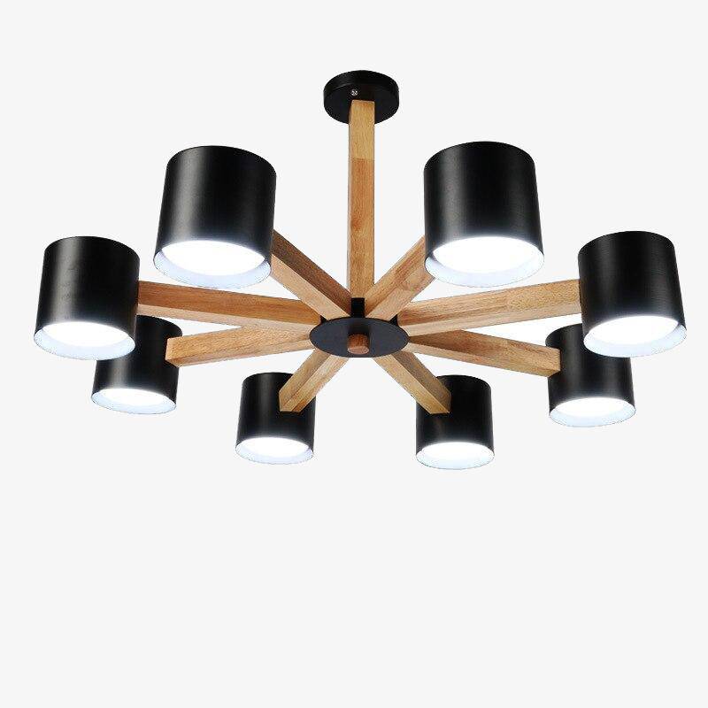 Wooden Ceiling Light with Multi-Colored Cylinder Spots