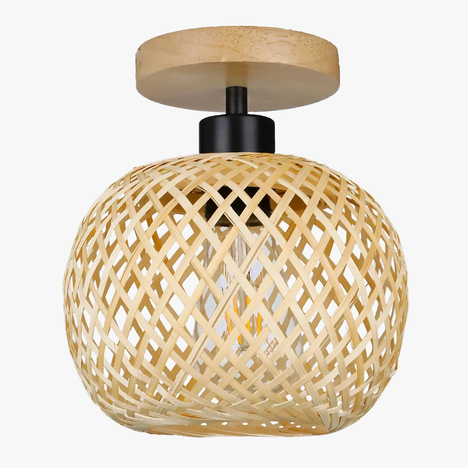 Woven Bamboo LED Ceiling Lamp - Stylish Decorative Lighting