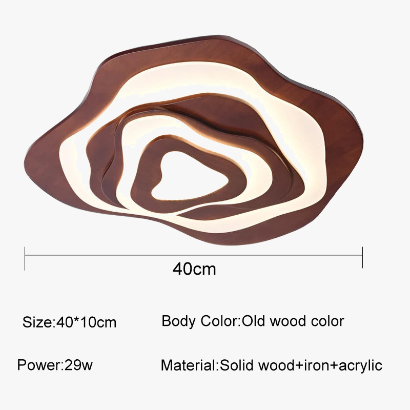 Modern Japanese Irregular Wood LED Ceiling Light