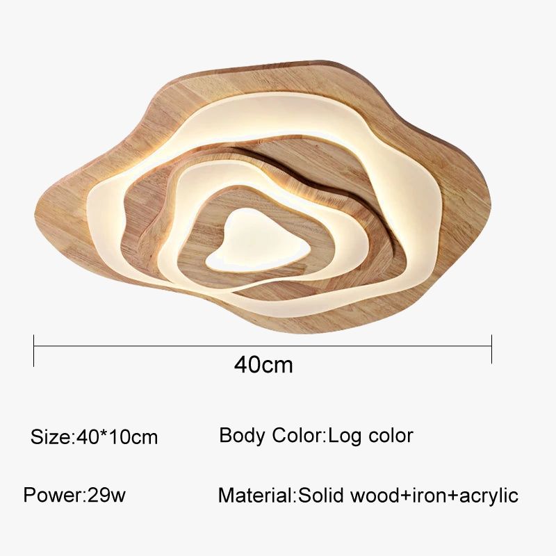 Modern Japanese Irregular Wood LED Ceiling Light