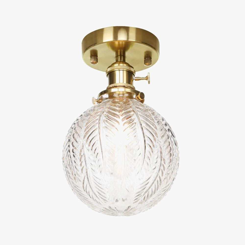 Nordic Copper Ceiling Light with Glass Shade