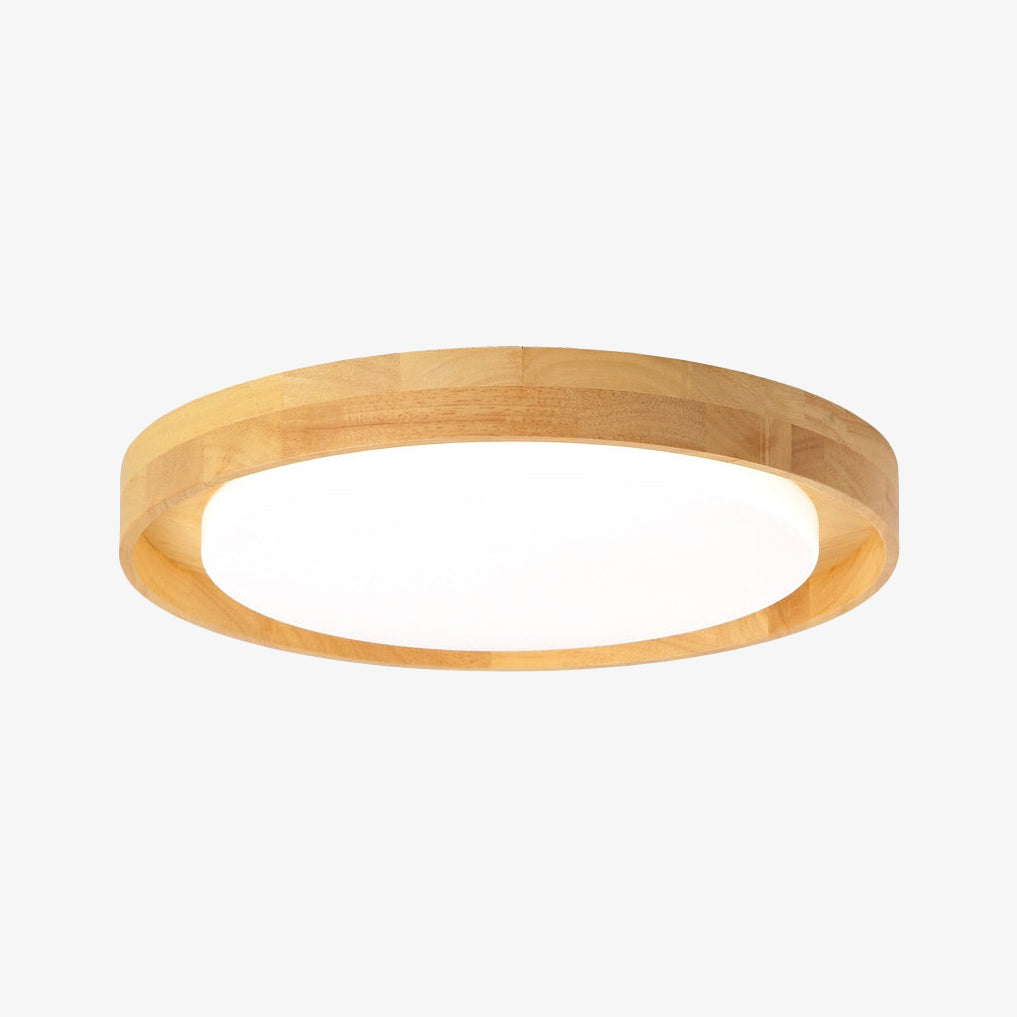 Scandinavian Round LED Ceiling Light in Wood - Adartza