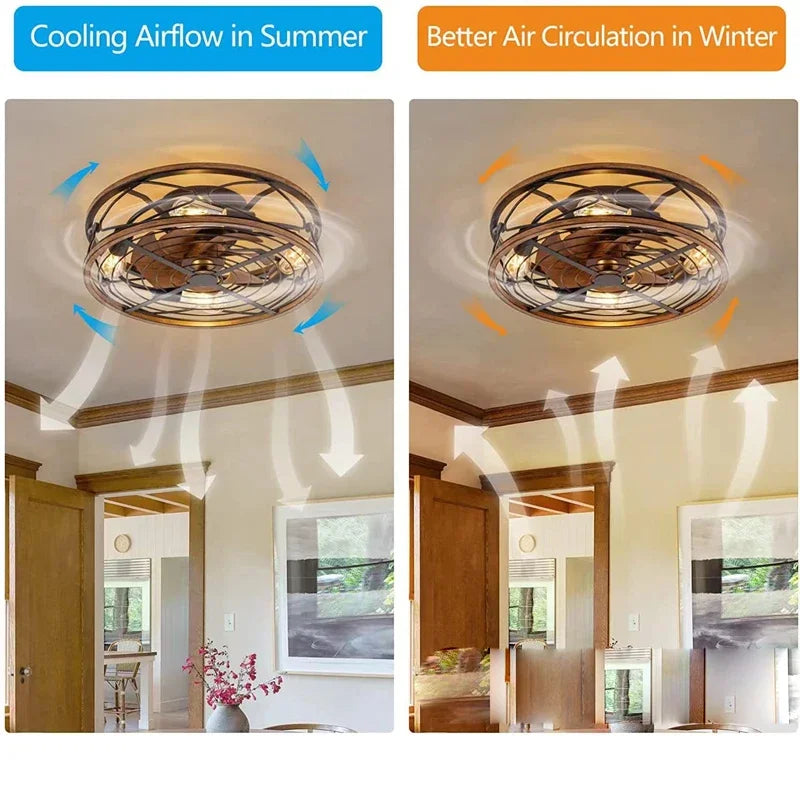 Modern Invisible Retro Light Ceiling Fan