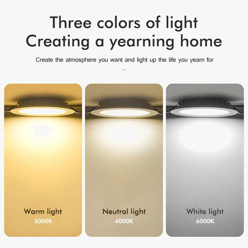 Ultra-Thin LED Recessed Ceiling Lights - Round Panel Spotlights