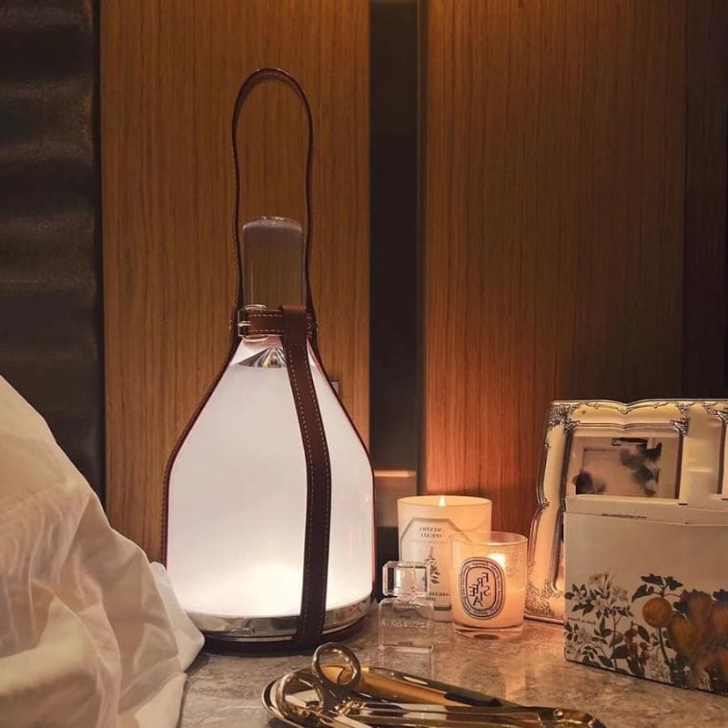 Portable Leather Nightstand Lamp with Touch Charger Norenza