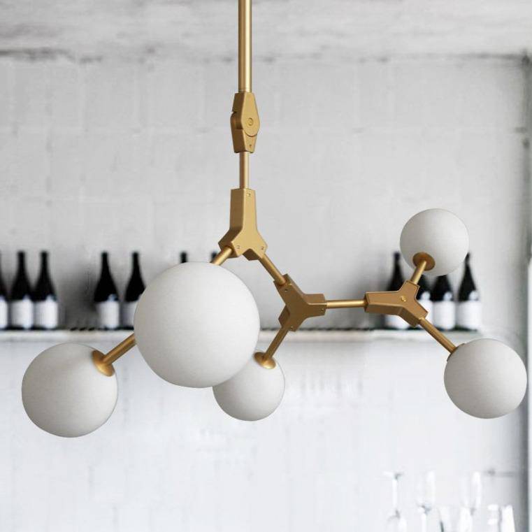 Golden Metal LED Pendant Light with Glass Balls for Loft