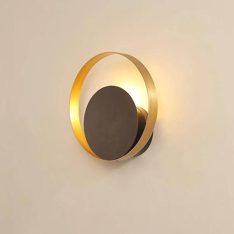 Modern Black and Gold Round LED Wall Sconce