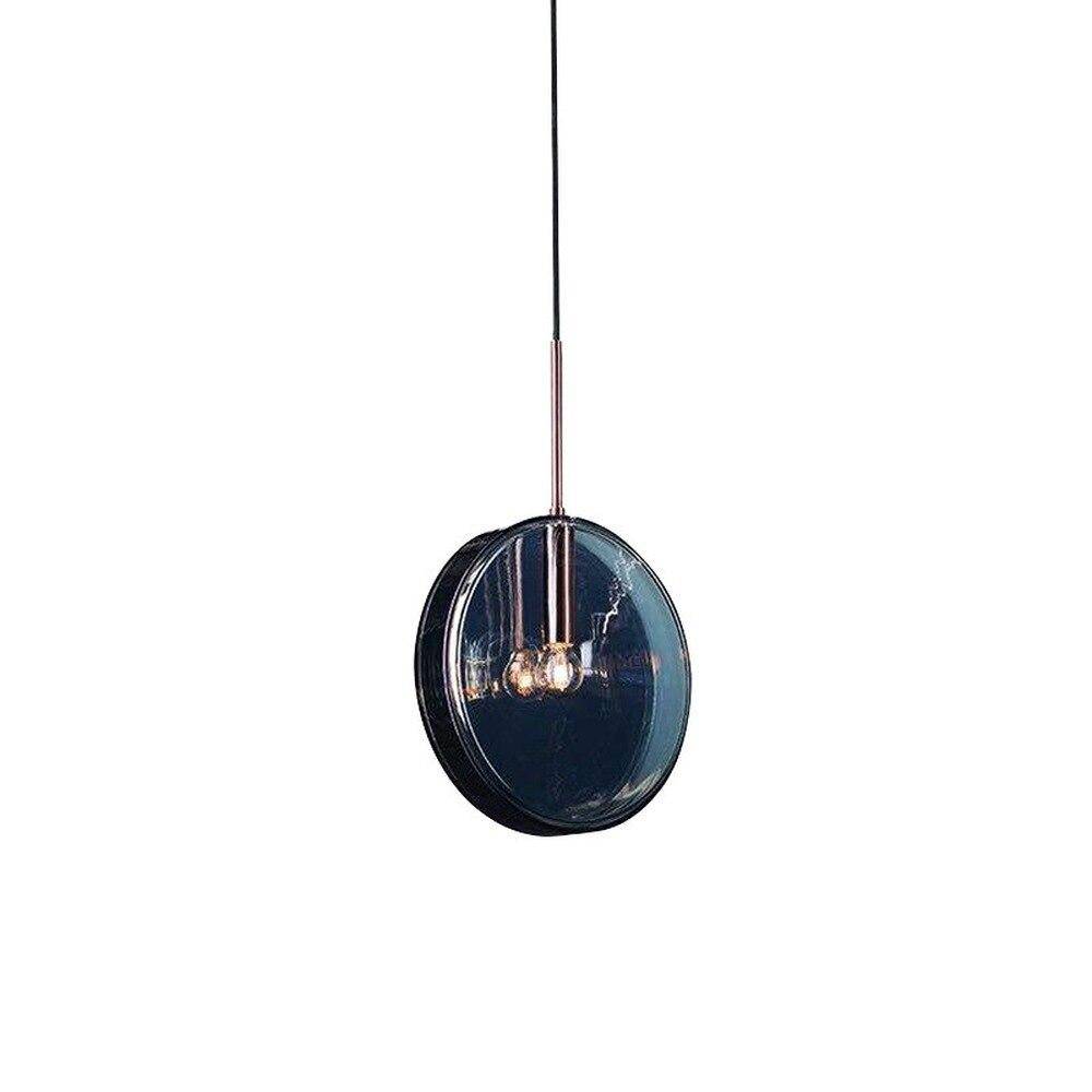 Blue Glass Round Suspension Pendant Light for Dining