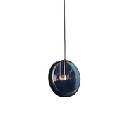 Blue Glass Round Suspension Pendant Light for Dining