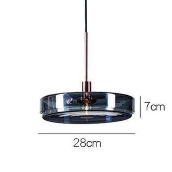 Blue Glass Round Suspension Pendant Light for Dining