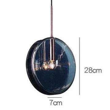 Blue Glass Round Suspension Pendant Light for Dining