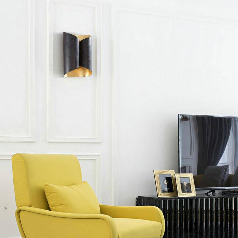 Black and Gold Wrapped Wall Sconce Art
