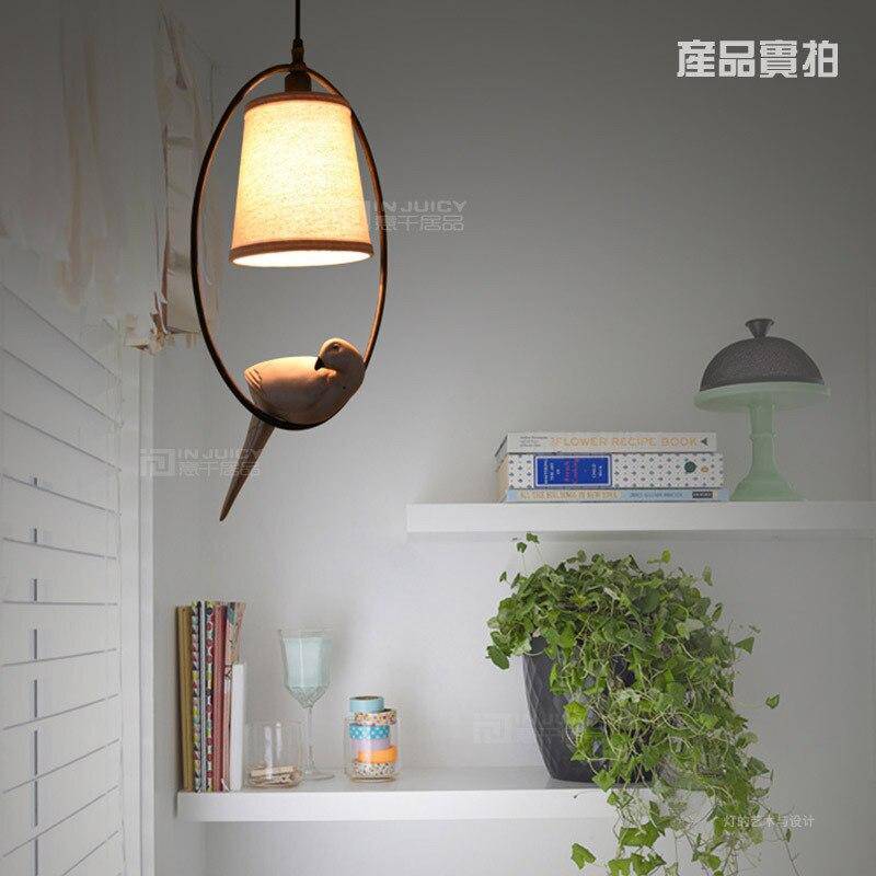 LED Pendant Light with Shade and Perched Bird