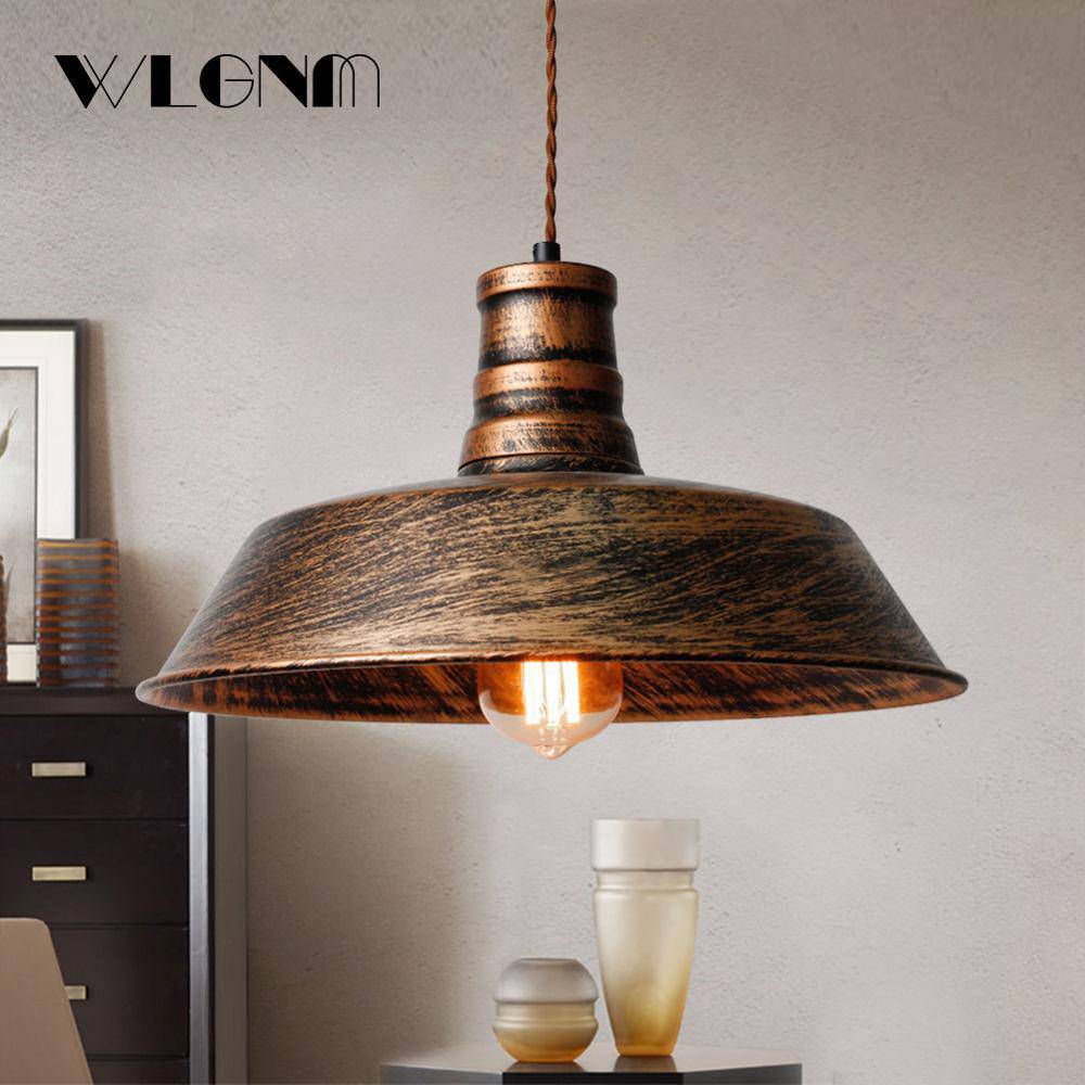 Industrial Style LED Suspension Light with Copper Shade
