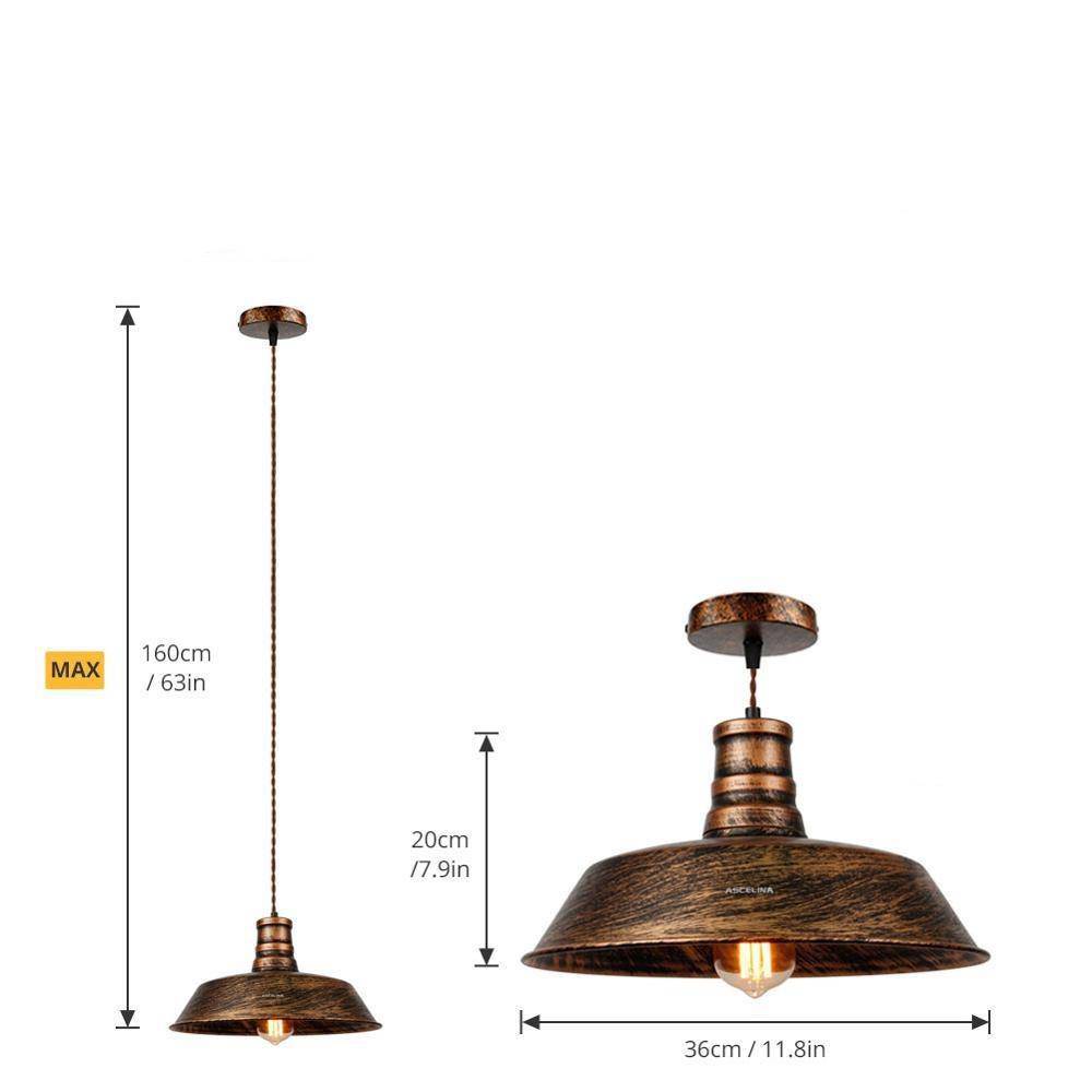 Industrial Style LED Suspension Light with Copper Shade