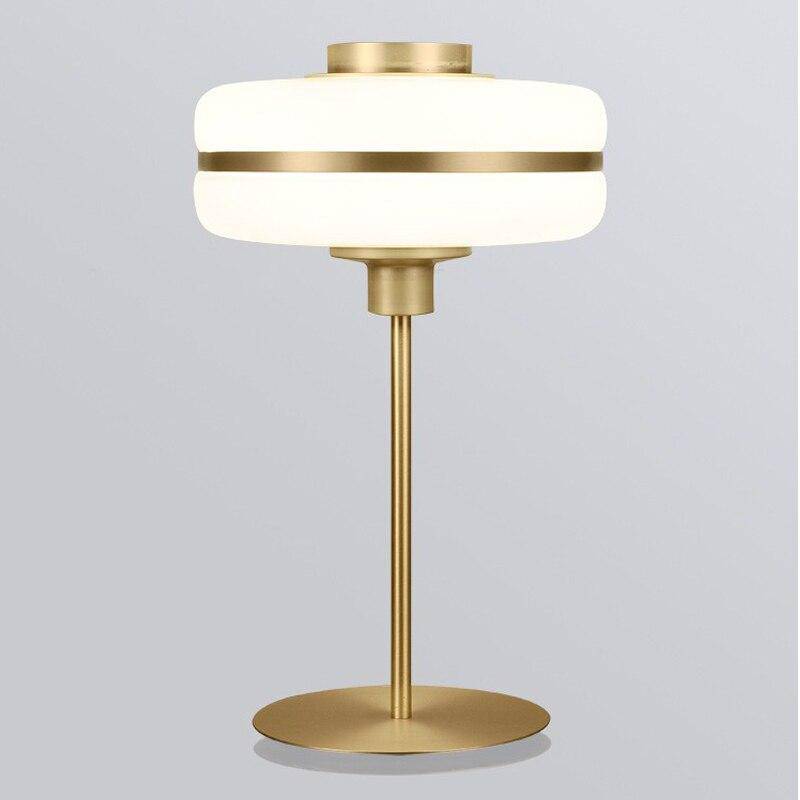 Modern LED Bedside Lamp with Round Shapes and Gold Base