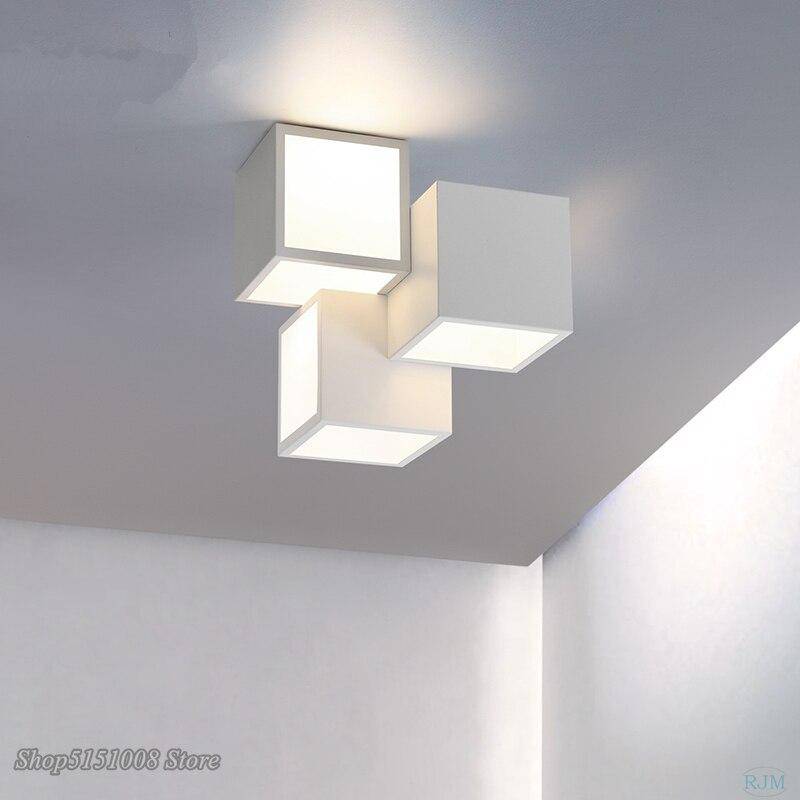 Modern LED Ceiling Light with Metal Loft Cube Design