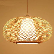 LED Rattan Suspension Light with Round Shade