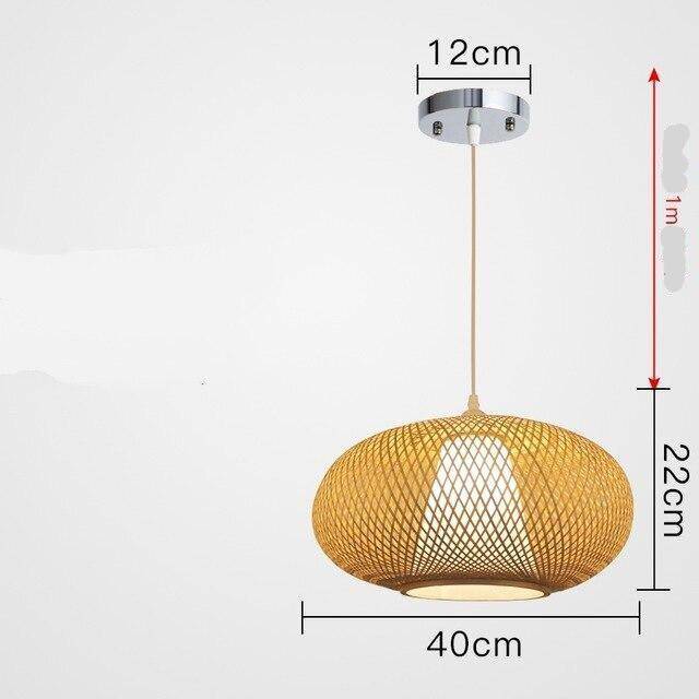 LED Rattan Suspension Light with Round Shade