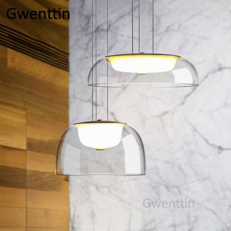 Modern Round Glass LED Pendant Light in Various Shapes