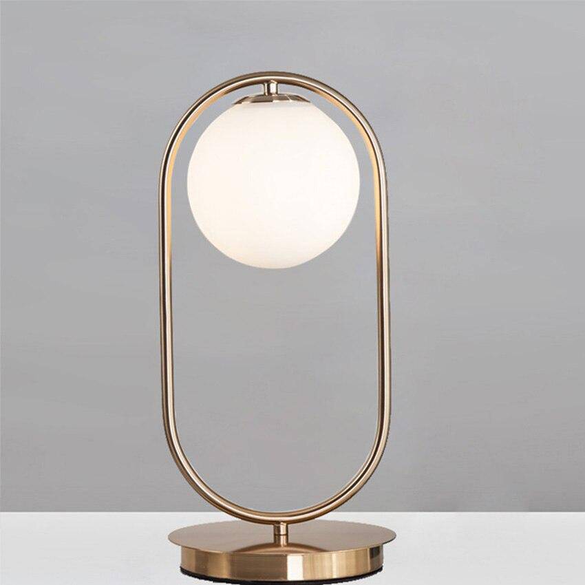 Modern Gold Metal Table Lamp with Glass Sphere