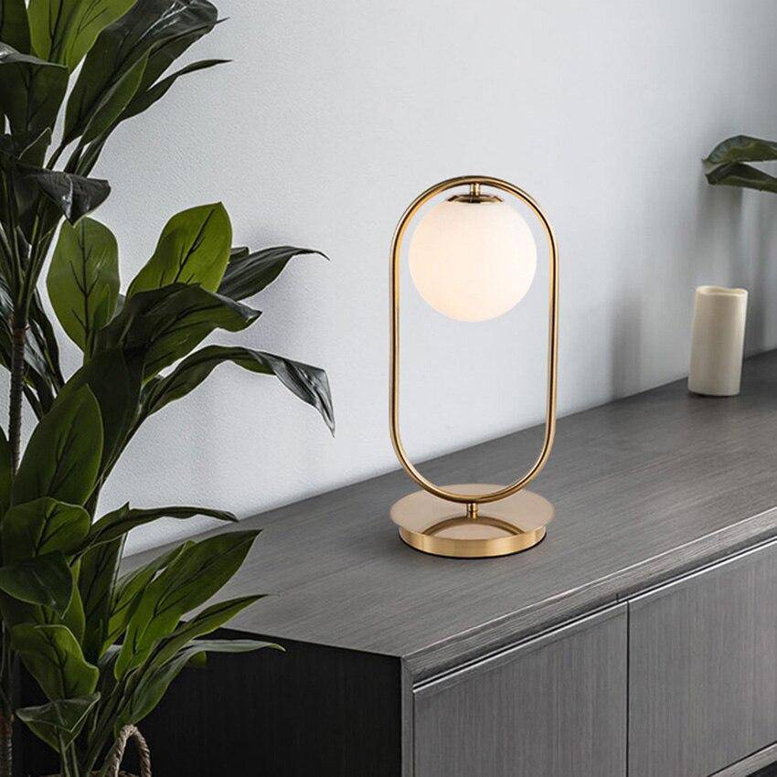 Modern Gold Metal Table Lamp with Glass Sphere