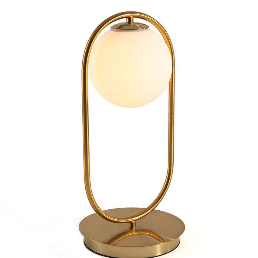 Modern Gold Metal Table Lamp with Glass Sphere