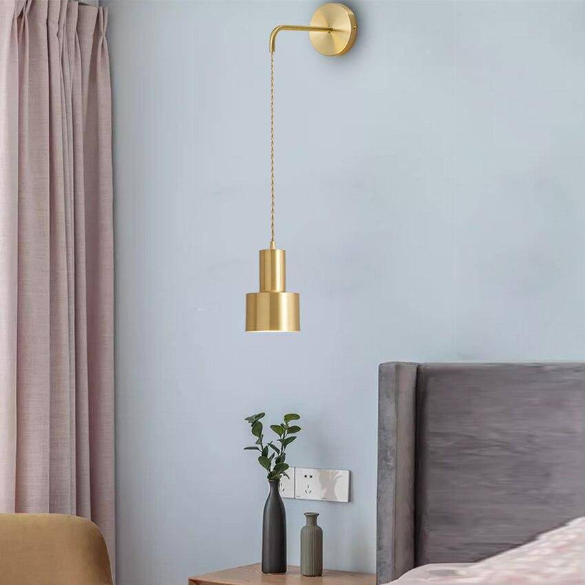 Gold Wall Sconce with Hanging Light Fixture