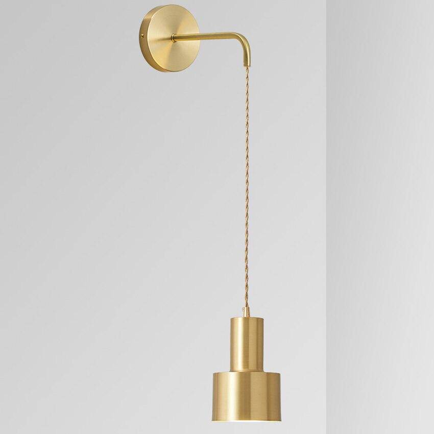 Gold Wall Sconce with Hanging Light Fixture