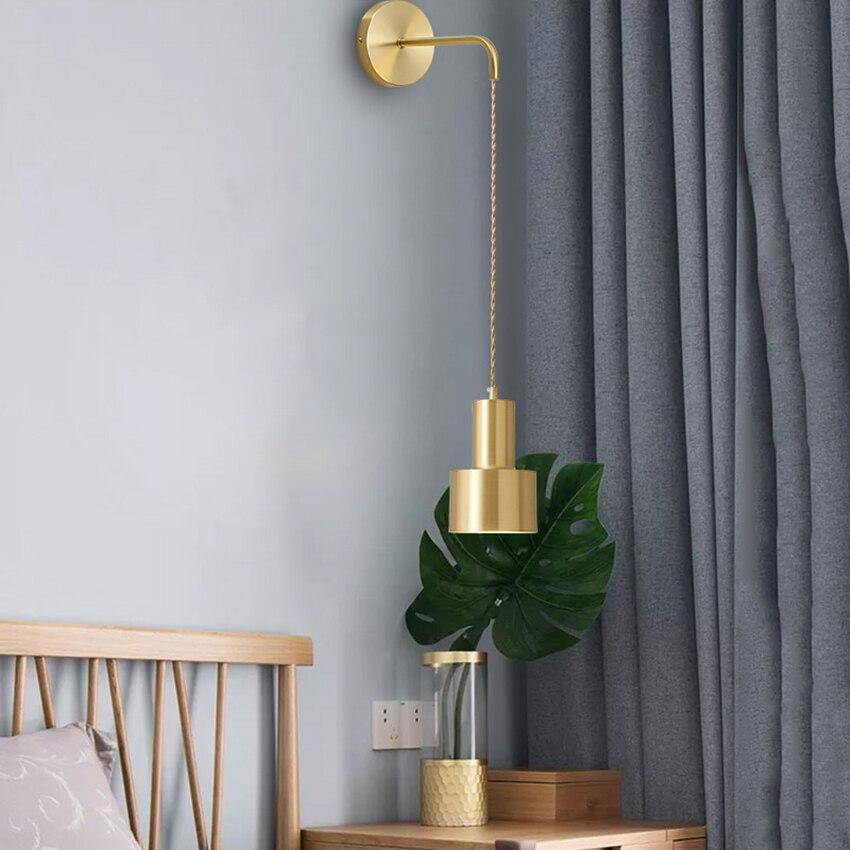 Gold Wall Sconce with Hanging Light Fixture