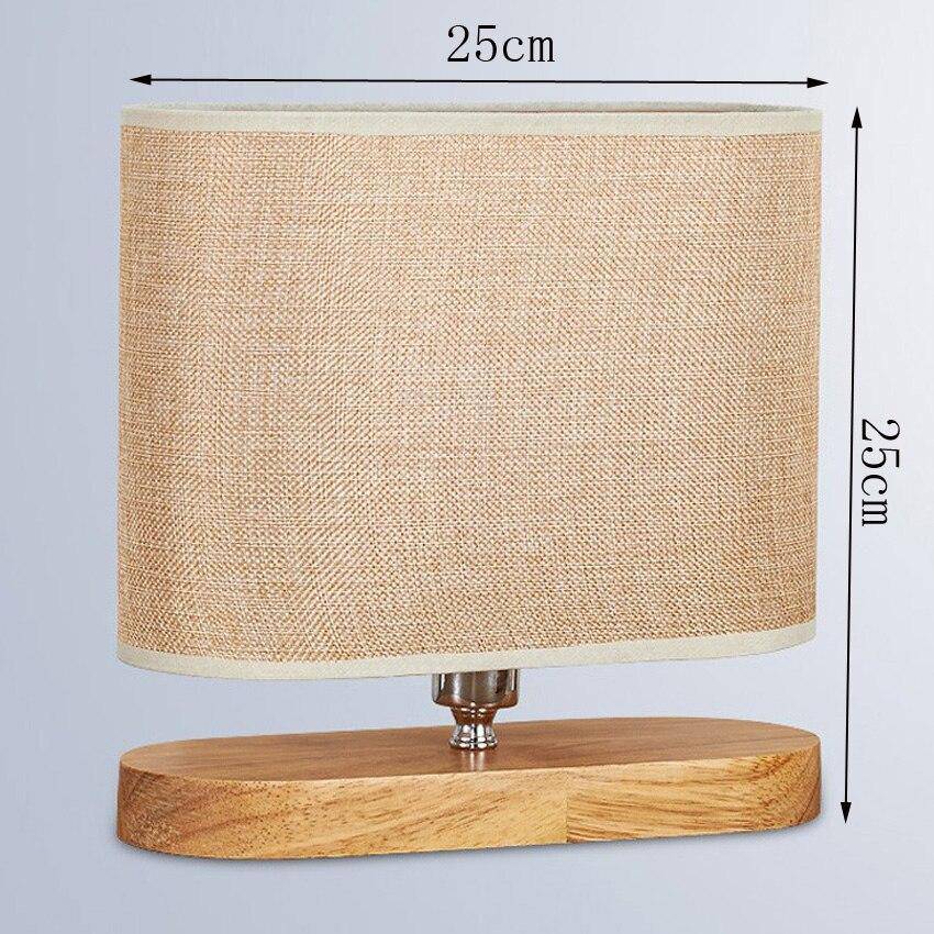 Wooden Nightstand Lamp with Oval Fabric Shade