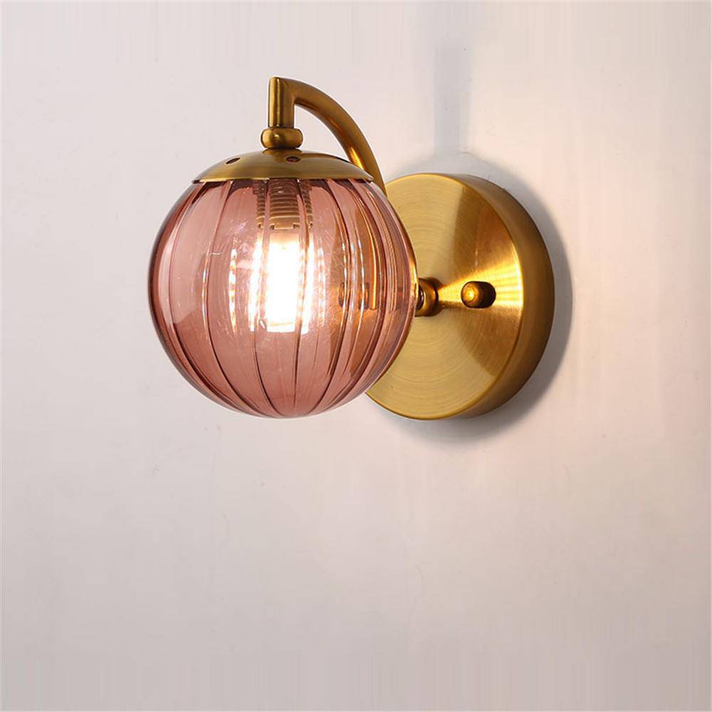 Gold LED Wall Sconce with Smoke Glass Ball