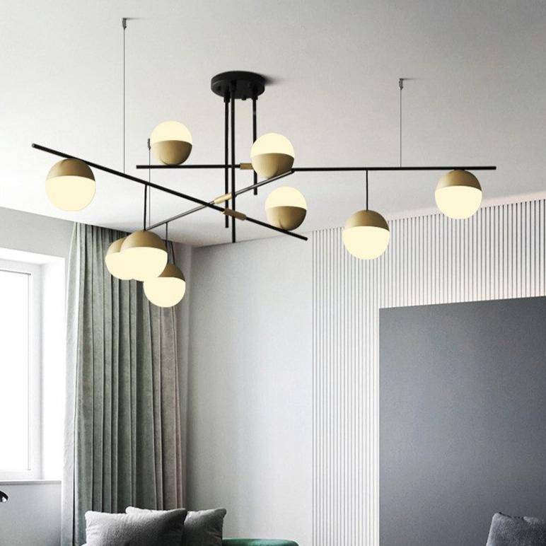 Elegant Chandelier with Glass and Gold Metal Branches