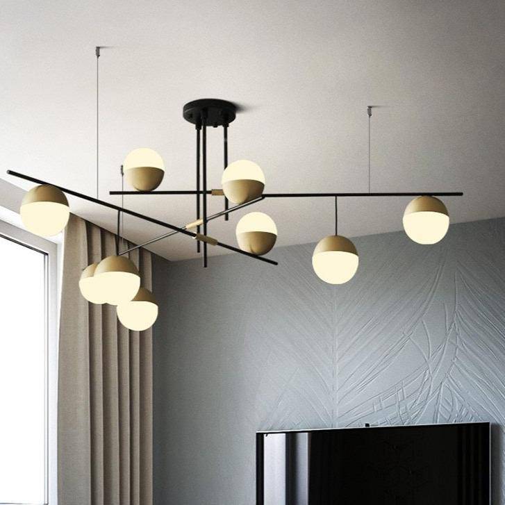 Elegant Chandelier with Glass and Gold Metal Branches