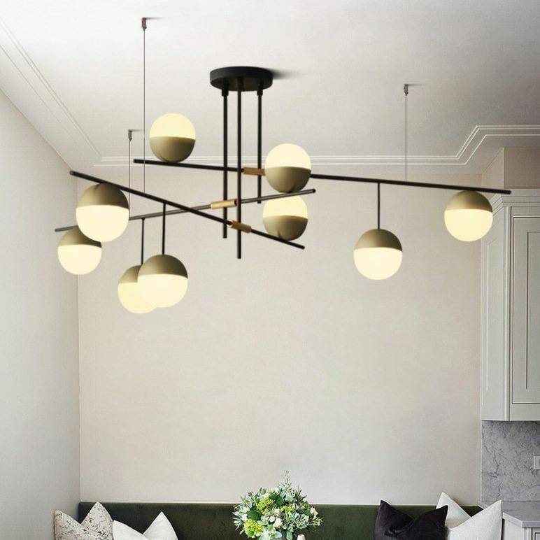 Elegant Chandelier with Glass and Gold Metal Branches