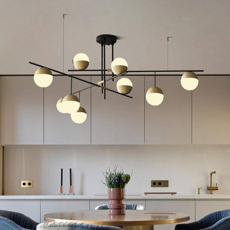 Elegant Chandelier with Glass and Gold Metal Branches