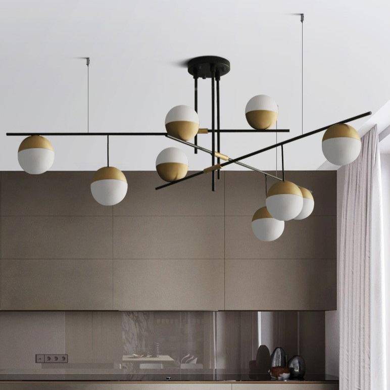 Elegant Chandelier with Glass and Gold Metal Branches