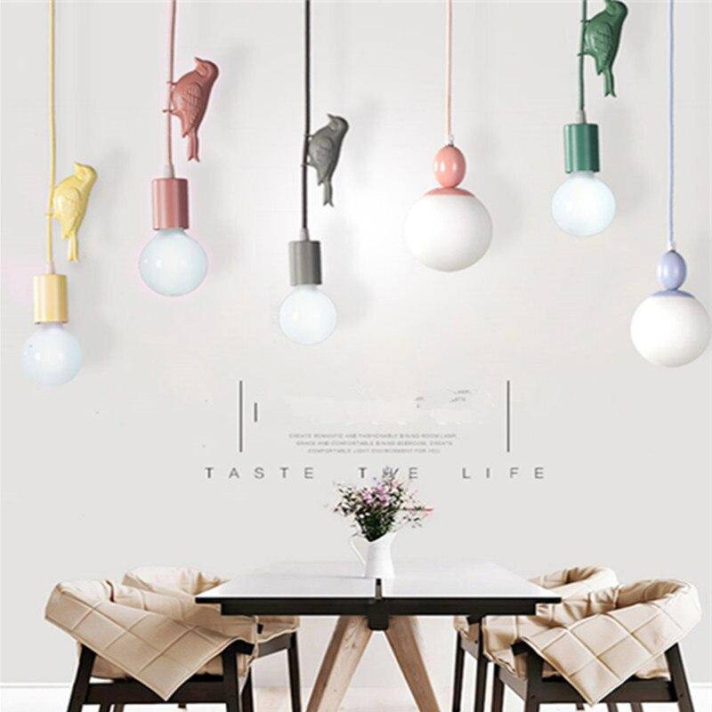 Colorful Suspension with Perched Bird Macaroon
