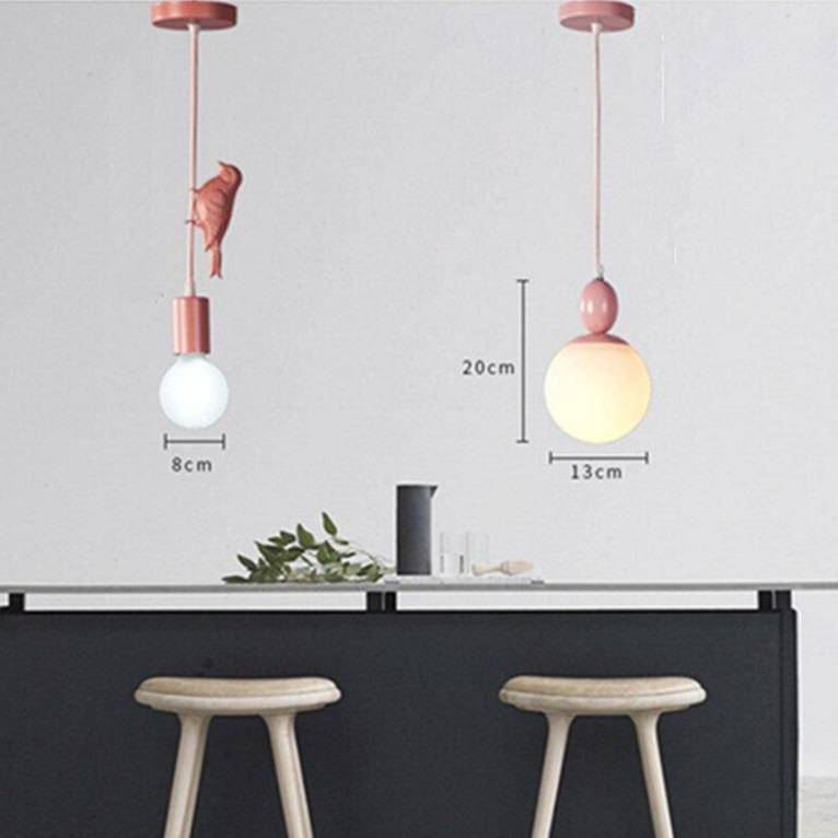 Colorful Suspension with Perched Bird Macaroon