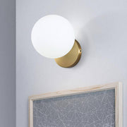 Modern LED Glass Sphere Wall Sconce with Round Gold Base