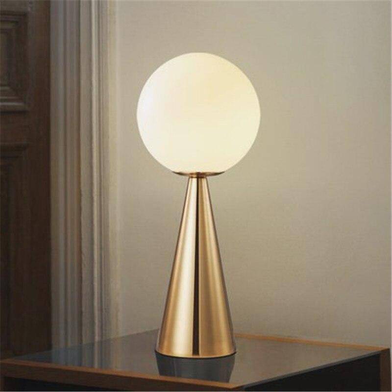 Modern Gold Cone Table Lamp and Round Ball Lamp