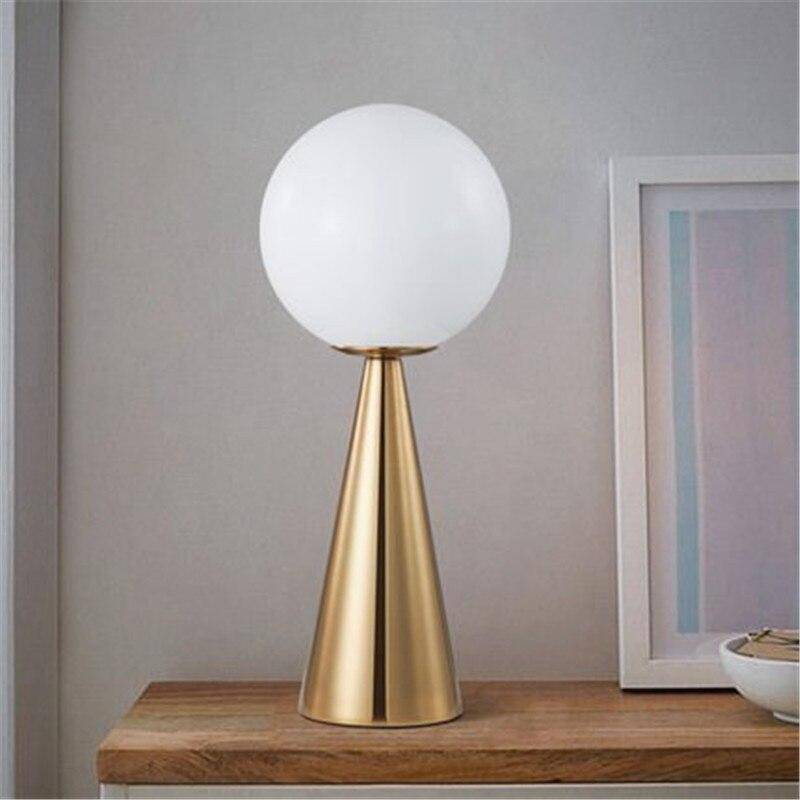 Modern Gold Cone Table Lamp and Round Ball Lamp
