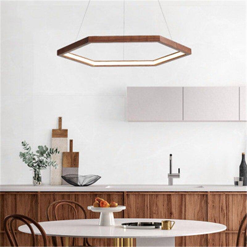 Hexagonal Wood LED Pendant Light