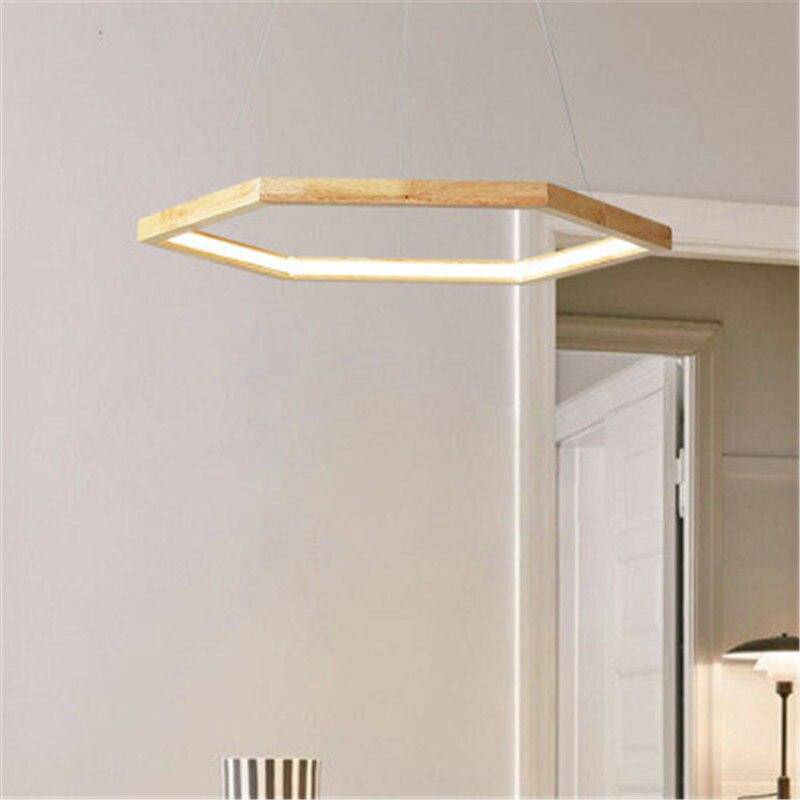 Hexagonal Wood LED Pendant Light