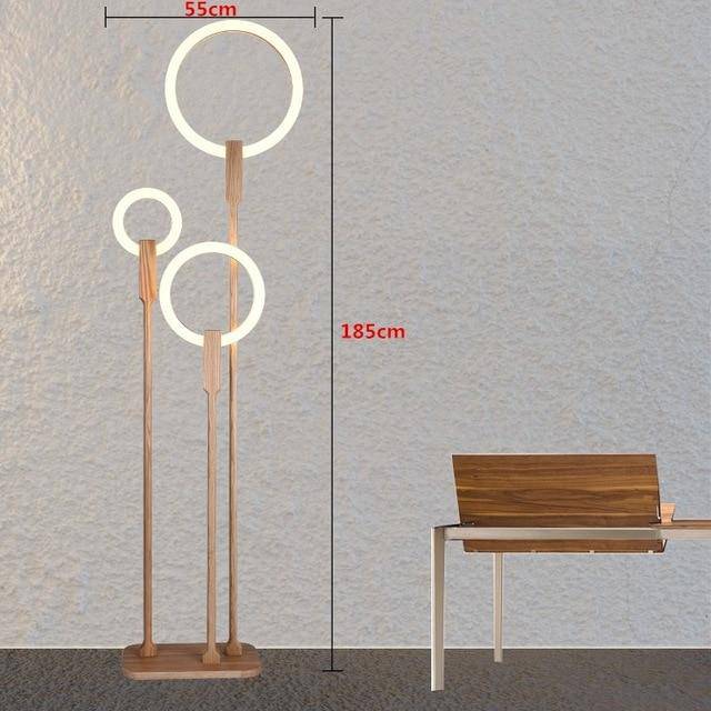 Modern Wooden LED Floor Lamp with Ring Design