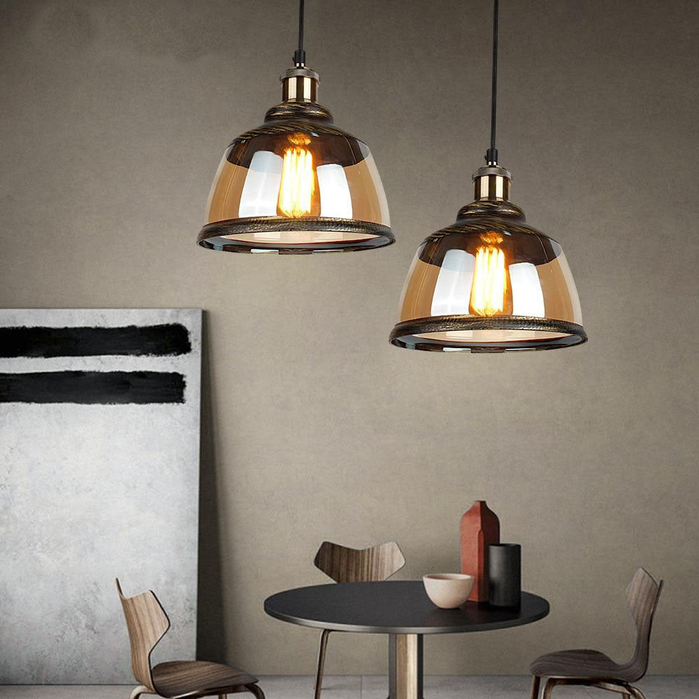 Palezzi Vintage LED Suspension Light with Smoke Glass Shade