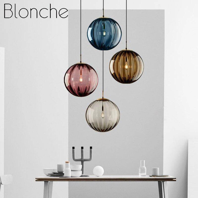 Modern Colored Glass Ball LED Pendant Light