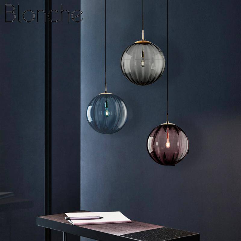 Modern Colored Glass Ball LED Pendant Light