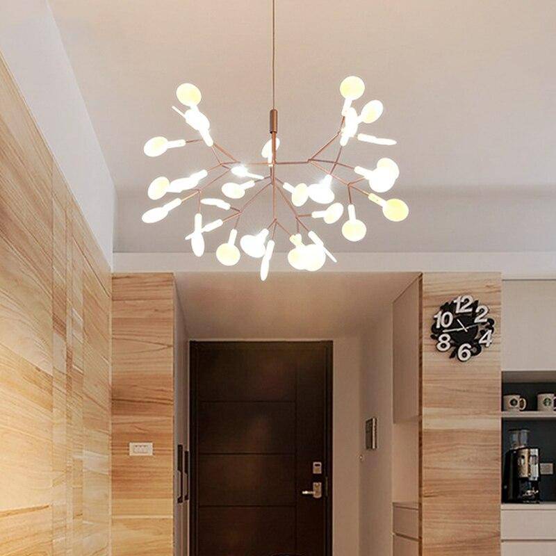 Modern LED Tree Suspension Light in Copper or Black