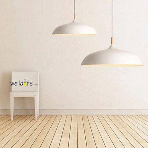 Creative Round Metal White Shade LED Pendant Light